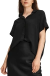 Lilysilk Casual Short Sleeves Loose Silk Shirt In Black