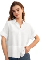 Lilysilk Casual Short Sleeves Loose Silk Shirt In Natural White