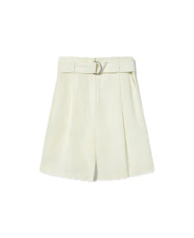 Lilysilk Chic Silk-linen Blend Bermuda Shorts In White