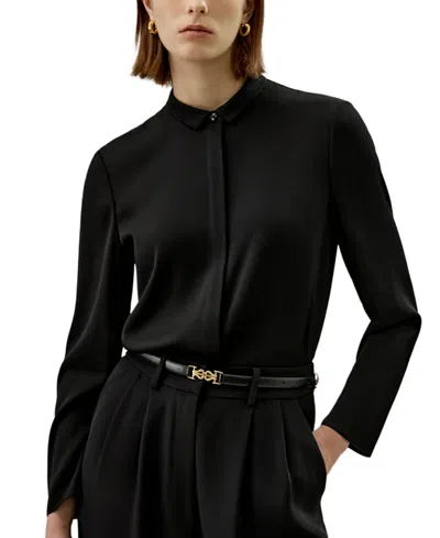 Lilysilk Classic Collar Silk Shirt For Women In Black