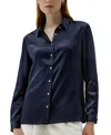 Lilysilk Classic Imitation Pearl Button Silk Shirt In Blue