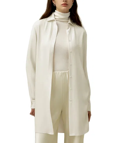Lilysilk Classic Longline Silk Shirt In White