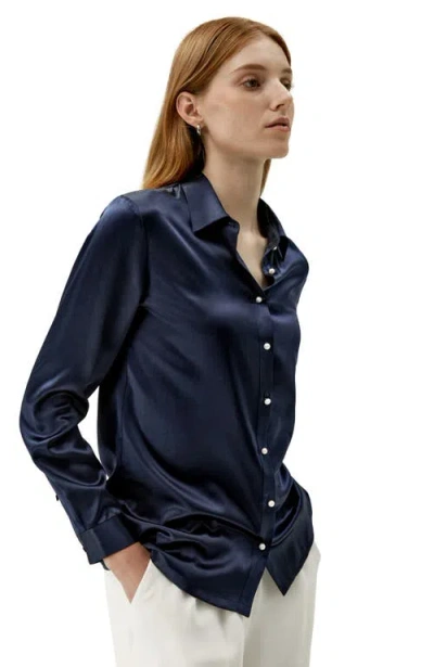 LILYSILK LILYSILK CLASSIC PEARL BUTTON SILK SHIRT