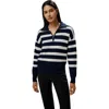 Lilysilk Collared Quarter-zip Wool Sweater In Navy