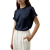 Lilysilk Contemporary Oversized Silk Top In Navy Blue