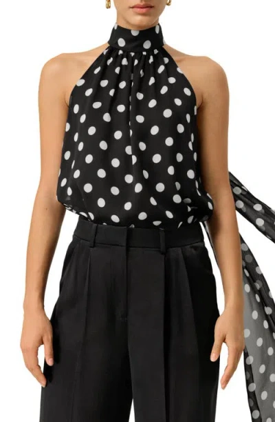 Lilysilk Convertible Silk Georgette Polka Dot Top In Black