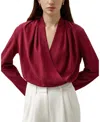 Lilysilk Crepe De Chine Long Sleeve Blouse In Red