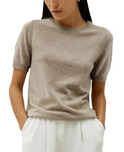 Lilysilk Baby Cashmere Crew Neck Knit Top In Camel