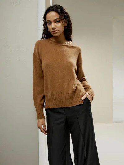 Lilysilk Crew Neck Cashmere Sweater In Brown