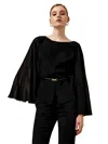 Lilysilk Crewneck Cape-style Silk Blouse For Women In Black