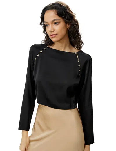 Lilysilk Cropped Pullover Silk Top For Women In Black