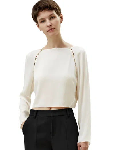 Lilysilk Cropped Pullover Silk Top For Women In White