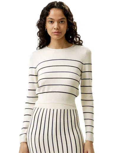 Lilysilk Cropped Silk-knitted Long Sleeve Tee In Multi