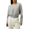 Lilysilk Cropped V-neck Cashmere Sweater For Women In Light Grey