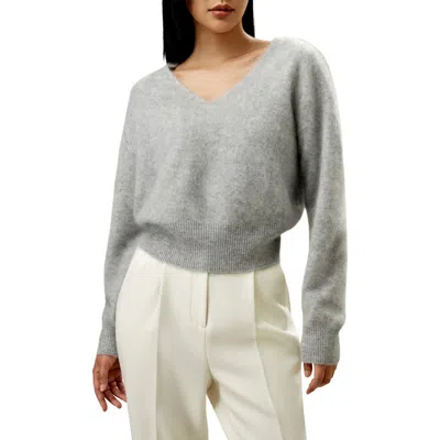 Lilysilk Cropped V-neck Cashmere Sweater For Women In Light Grey