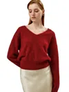 Lilysilk Cropped V-neck Cashmere Sweater For Women In Red