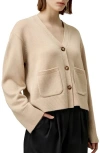 Lilysilk Cropped Wool-cashmere Blend Cardigan Sweater For Women In Beige