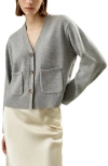 Lilysilk Cropped Wool-cashmere Blend Cardigan Sweater For Women In Mixed Gray