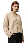 Lilysilk Cropped Wool-cashmere Blend Cardigan Sweater For Women In Neutral