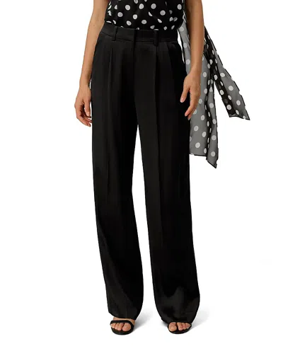 Lilysilk Double Faced Charmeuse Silk Straight Leg Pants In Black