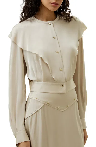 Lilysilk Double Yoke Semi-sheer Silk Blouse For Women In Neutral