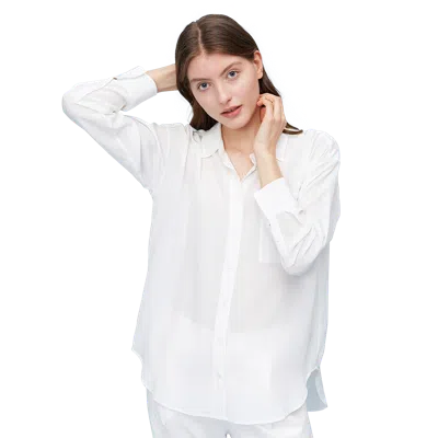 Lilysilk Drop Shoulders Oversize Silk Shirt For Women In White