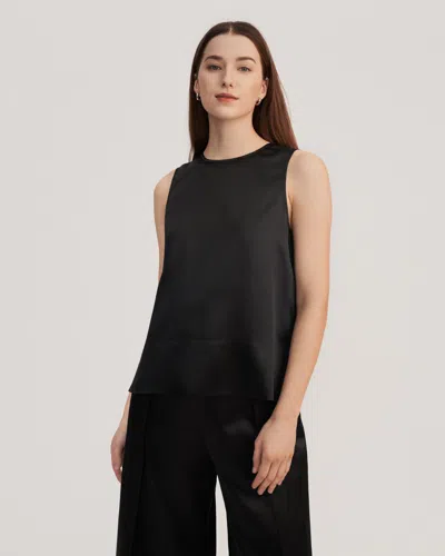 Lilysilk Elegant Round Neck Silk Tank Tops In Black