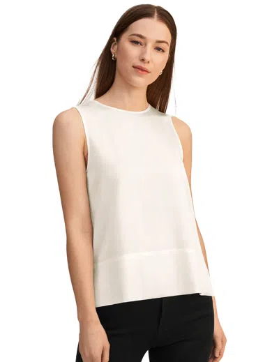 Lilysilk Elegant Round Neck Silk Tank Tops In White