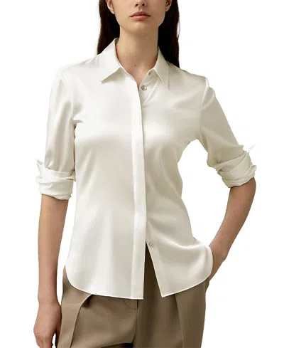 Lilysilk Elegant Silhouette Silk Shirt In White