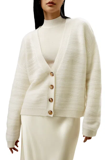Lilysilk Elegant V-neck Cashmere Cardigan For Women In White