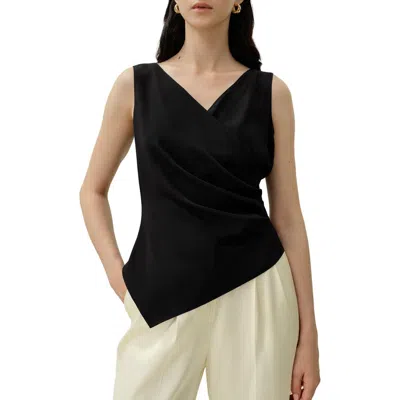 Lilysilk Élise V-neck Silk Top In Black