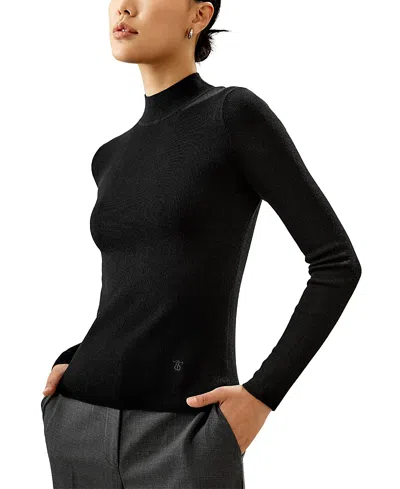Lilysilk Essential Cashmere Blend Sweater Top For Women In Black