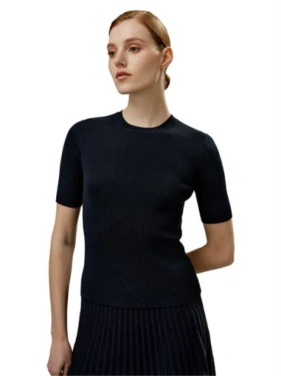 Lilysilk Essential Silk Knit Top In Navy Blue