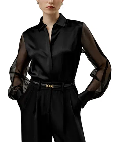 Lilysilk Ethereal Silk Shirt In Black