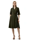 Lilysilk Front Tie Wrap Silk Dress In Olive Green