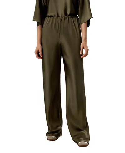 Lilysilk Full Bias Cut Silk Pants In Green