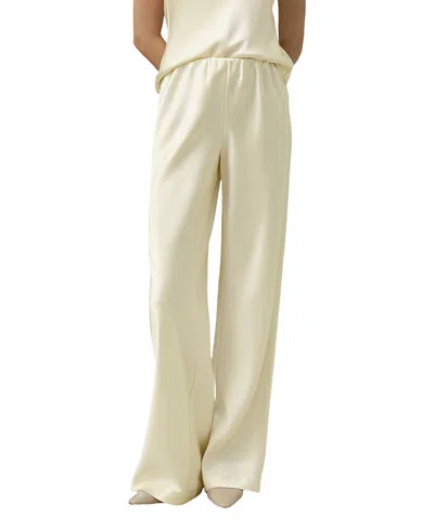 Lilysilk Full Bias Cut Silk Pants In White