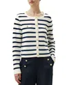 Lilysilk Gariana Striped Wool Cardigan In White