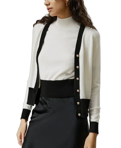 Lilysilk Gemini Cashmere Cardigan With Contrasting Hem In Multi
