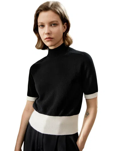 Lilysilk Gemini Mock Neck Cashmere Shirt For Women In Black