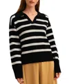 Lilysilk The Gilly Stripe Sweater In Black