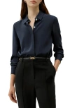 Lilysilk Graceful Button Up Silk Blouse In Midnight Blue