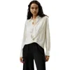 Lilysilk Hem Pleated Silk Blouse In Natural White