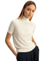 Lilysilk High Neck Short Sleeves Silk Knitted Sweater In White