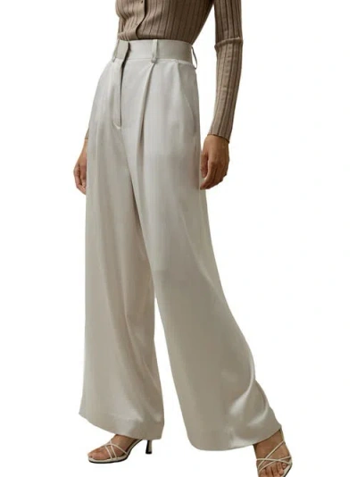 Lilysilk High-waisted Wide Leg Dense Silk Pants In Pale Gray
