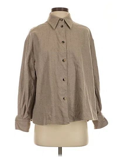 Pre-owned Lilysilk Long Sleeve Button Down Shirt In Tan
