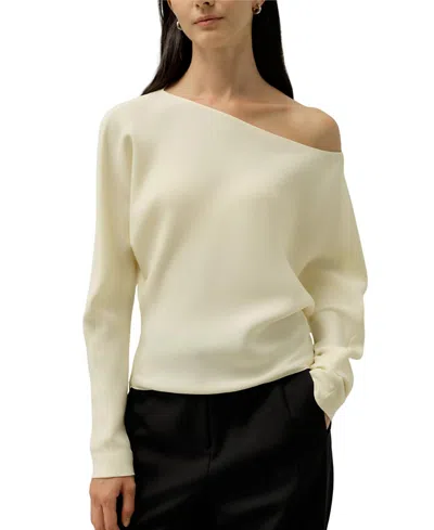 Lilysilk Long Sleeve Gathered Silk Top In White
