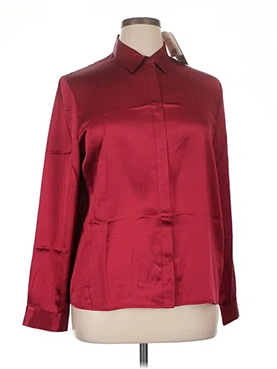 Pre-owned Lilysilk Long Sleeve Silk Top Burgundy Tie Neck Tops