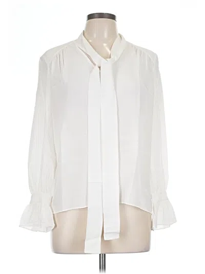 Pre-owned Lilysilk Long Sleeve Silk Top Ivory Tie Neck Tops