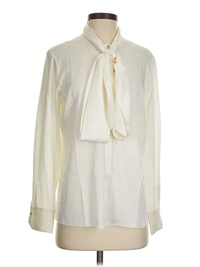 Lilysilk Long Sleeve Silk Top Ivory Tie Neck Tops In White
